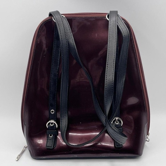 Sono Backpack‎ Purse Burgundy Patent Leather Look Convertible Bag – London Tokyo main image 4